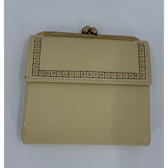 VINTAGE Princess Gardner Tri-Partite French Purse in Bone 8 Photo Holder 4"x4.25 - Picture 2 of 11